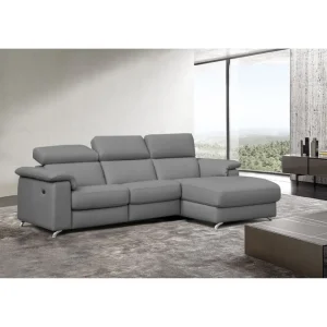 Altoni - Hoeksalon Pandora - Rechts - Leder - Grijs - 260x85x172cm | Belga Meubelen Clearance