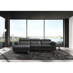 Altoni - Hoeksalon Pandora - Links - Leder - Zwart - 172x85x260cm | Belga Meubelen New