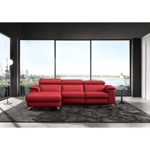 Altoni - Hoeksalon Pandora - Links - Leder - Rood - 172x85x260cm | Belga Meubelen Outlet