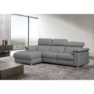Altoni - Hoeksalon Pandora - Links - Leder - Grijs - 172x85x260cm | Belga Meubelen Outlet