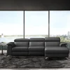 Altoni - Hoeksalon Pandora - Rechts - Leder - Zwart - 260x85x172cm | Belga Meubelen Clearance