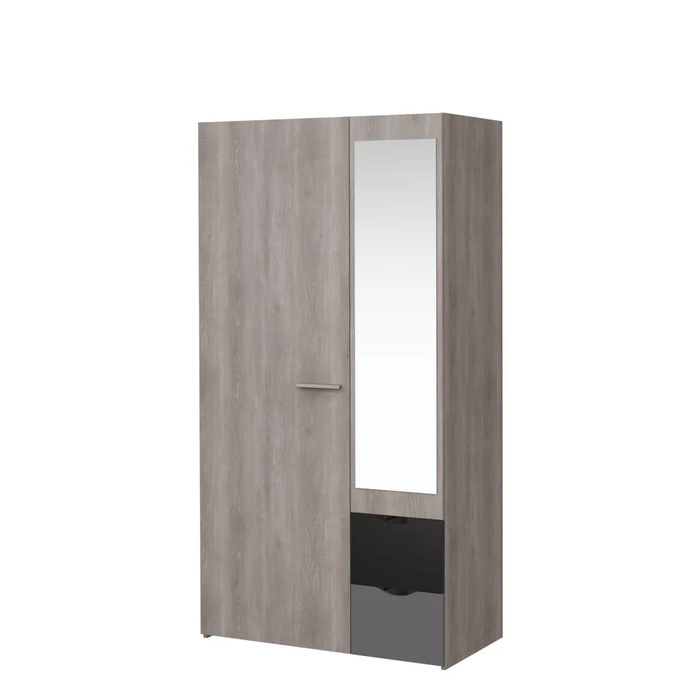 asp__kleerkast_ado___draa_0.webp ASP - Kleerkast Ado - 2 draaideuren - Grijze Eik - 100x195x55cm | Belga Meubelen Best