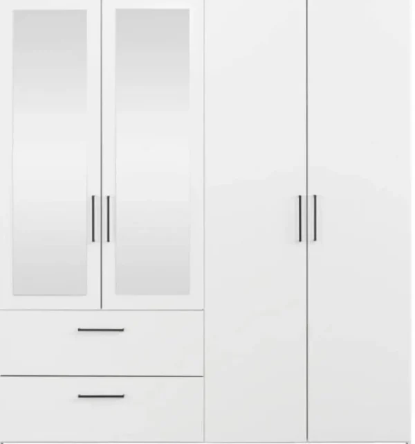 ASP - Kleerkast Orleans - 4 draaideuren - Wit - 181x201x58cm | Belga Meubelen Sale