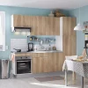ASP - Uitgeruste Keuken 493956 - Wit- en Licht Eiken Decor - b240xd60xh215cm | Belga Meubelen Fashion