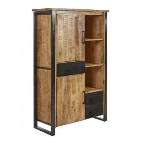 Barkast San Remo - Massief - Mangohout/Zwart - 110x170x45cm | Belga Meubelen Best