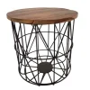 Bijzettafel Thane - Eik/Metaal - Zwart/Donkere Eik - 43x43x47cm | Belga Meubelen Online