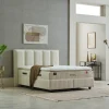 2BM - Boxspring Eden - Opbergruimpte - Boucle - Ecru Stof - 160x128x200cm | Belga Meubelen Fashion