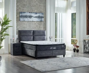2BM - Boxspring Focus - Stof - Grijs - 160x120x200cm | Belga Meubelen Outlet
