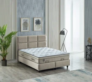 2BM - Boxspring Hanna - Taupe Microvezel - Stof - 160x200cm | Belga Meubelen Hot