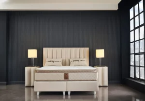 2BM - Boxspring Line - Met opbergruimte-Stof - Beige Velvet - 160x145x200cm | Belga Meubelen New
