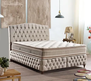 2BM - Boxspring Royal - Met opbergruimte - Stof - Taupe - 160x150x200cm | Belga Meubelen Online