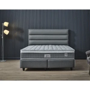 2BM - Boxspring Selenite - Stof - Grijs - 160x140x200cm | Belga Meubelen Discount