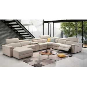 2BM - Hoeksalon Anna - Links - Leder - Ivory kleur - 170x390x310cm | Belga Meubelen Hot