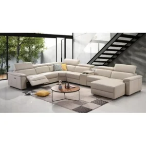 2BM - Hoeksalon Anna - Rechts - Leder - Ivory kleur - 310x390x170cm | Belga Meubelen Discount
