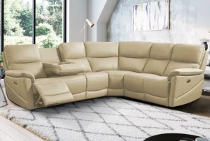 2BM - Hoeksalon Bardolino - Leder - Beige - 280 x 230 cm H -100 cm | Belga Meubelen Best