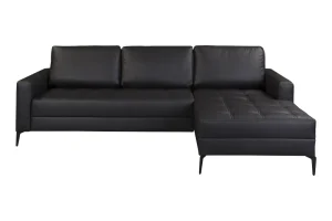 2BM - Hoeksalon Bergamo - Rechts - Kunstleder - Zwart - 226x150cm | Belga Meubelen Hot