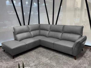 2BM - Hoeksalon Dallas - Links - Leder - Grijs - 245x210cm | Belga Meubelen Fashion