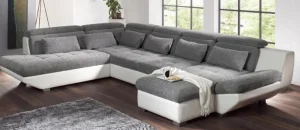 2BM - Hoeksalon Eternity - Links - Kunstleder/Stof - Grijs/Wit - 389x255x171cm | Belga Meubelen Clearance