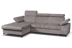 2BM - Hoeksalon Macon - Links - Grijze Stof - Bedfunctie - Opbergruimte - L262x170xD92xH96cm | Belga Meubelen Online