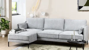 2BM - Hoeksalon Raven - Links - Boucle - Stof - Wit - 255x160cm | Belga Meubelen Fashion