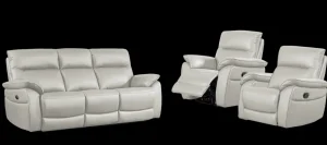 2BM - Salon 3+1+1 Garda - Licht Grijs Leer | Belga Meubelen Clearance