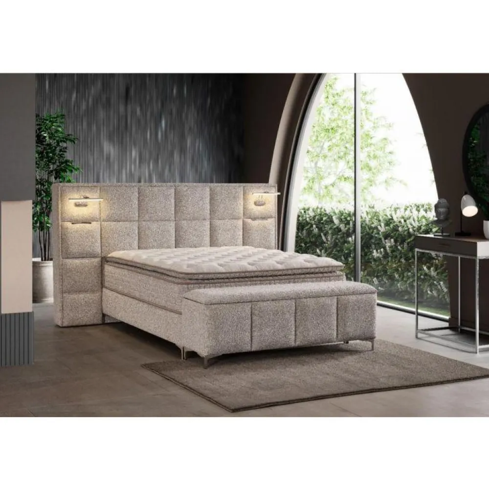 bm__set_boxspring_olivia__0.webp 2BM - set Boxspring Olivia - bed + 2 Nachtkastjes - Stof - Beige - 160x140x200cm | Belga Meubelen New