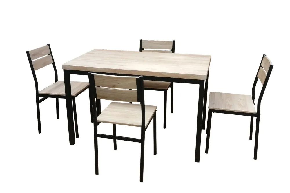 bm__tafelset___stoelen____0.webp 2BM - Tafelset + 4 stoelen 471 - Lichte Eik/Zwart - 120x76x70cm | Belga Meubelen Sale