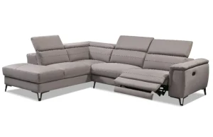 2BM- Hoeksalon Elisabeth - Links - Grijs - Microvezel - Stof - Elektrische relax - 306x220cm | Belga Meubelen Discount
