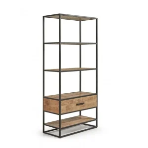Boekenrek Madurai - Massief - Mangohout/Zwart - 80x190x40cm | Belga Meubelen Hot