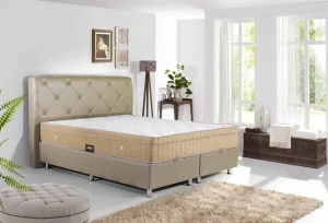 Boxspring Almi - Stof - Taupe - 140x121x200cm | Belga Meubelen Fashion