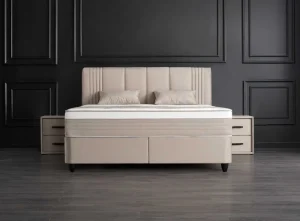 BSP - Boxspring Lindo - Stof - Beige - 140x110x200cm | Belga Meubelen Discount