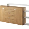 Commode Bota - Eik/Beton/Wit - Drie kleuren - 180x82x37cm | Belga Meubelen Online