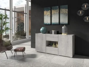 Dressoir Delos 2D1K1S - Beton/Wit - Twee kleuren - 137/182x69x38cm | Belga Meubelen Hot