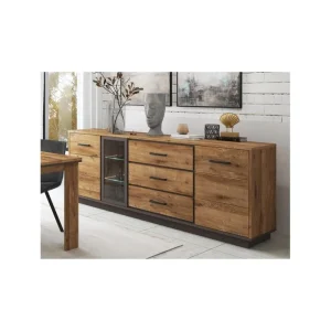 Dressoir Pascal - Donkere Eik/Zwart - 220x88x50cm | Belga Meubelen Best