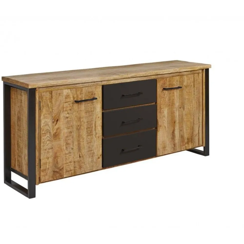 dressoir_san_remo__massie_0.webp Dressoir San Remo - Massief - Mangohout/Zwart - 180x85x45cm | Belga Meubelen Clearance