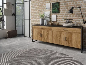 Dressoir Tarabo - Donkere Eik/Zwart - 204x84x45cm | Belga Meubelen Clearance