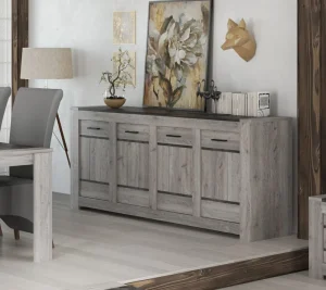 Dressoir Tom - Grijze Eik/Marmer print - 224x95x50cm | Belga Meubelen Fashion