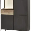 Evan - Barkast Portofino - BAR1 - K799 - Elegant zwart/Oude Eik (top) - 121x164x50cm | Belga Meubelen Outlet