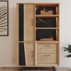 Evan - Barkast Richard - BAR1 - K545ZEB - Millenium natuur eik/Zebra marmer - 127x202x49cm | Belga Meubelen Sale