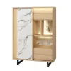 Evan - Barkast Toscano - BAR1 - K725CAL - Elegante eik/Calacatta wit - 124x172x50cm | Belga Meubelen Outlet