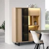 Evan - Barkast Volterra - BAR1 - K727 - Elegante eik/Zwart - 124x172x50cm | Belga Meubelen Hot