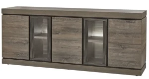 Evan - Dressoir Belluno - DR2 - K538 - Millenium eik donker bruin/Imitatie staal - 220x90x50cm | Belga Meubelen Best