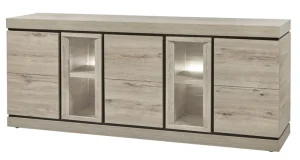 Evan - Dressoir Belluno - DR2 - K541 - Millenium eik licht grijs/Zwart - 220x90x50cm | Belga Meubelen Discount