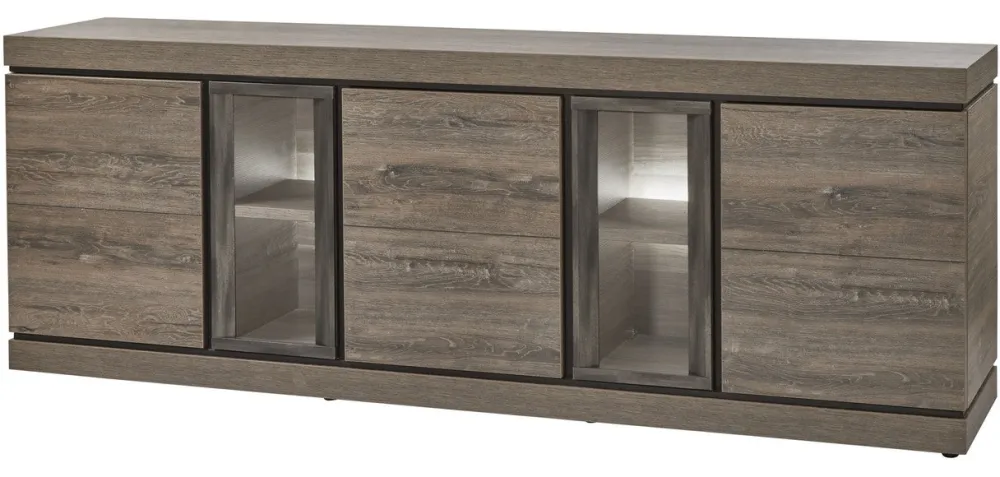 evan__dressoir_belluno__d_0.webp Evan - Dressoir Belluno - DR1 - K538 - Millenium eik donker bruin/Imitatie staal - 250x90x50cm | Belga Meubelen Sale