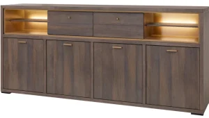 Evan - Dressoir Livia - HB1 - K676 - Gouden eik/Goud - 243x108x50cm | Belga Meubelen Online