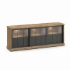 Evan - Dressoir Patio - DR1GL - K674 - Oude teak/Zwart - 233x88x50cm | Belga Meubelen Clearance