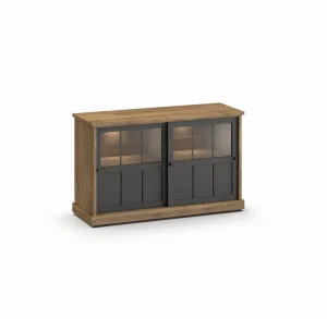 Evan - Dressoir Patio - DR4GL - K674 - Oude teak/Zwart - 143x88x50cm | Belga Meubelen Fashion