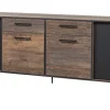 Evan - Dressoir Perugia - DR1 - K647 - Donker scheepshout/Zwart - 246x86x50cm | Belga Meubelen Sale