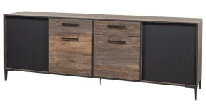 Evan - Dressoir Perugia - DR1 - K647 - Donker scheepshout/Zwart - 246x86x50cm | Belga Meubelen Sale
