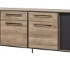 Evan - Dressoir Perugia - DR2 - K632 - Natuurlijke parketlook/Zwart - 210x86x50cm | Belga Meubelen Online
